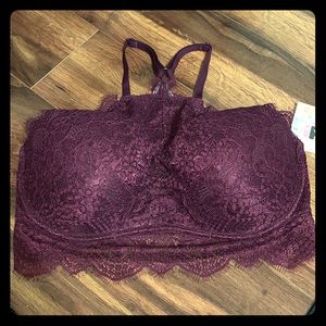Maroon push-up bralette. Size L (DD)